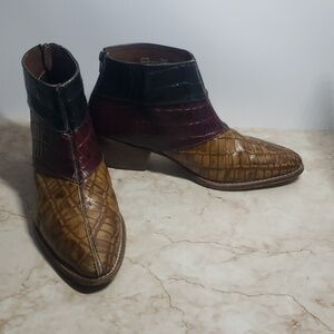 Free People Multicolor Embossed Leather Womens  Boots Size 9